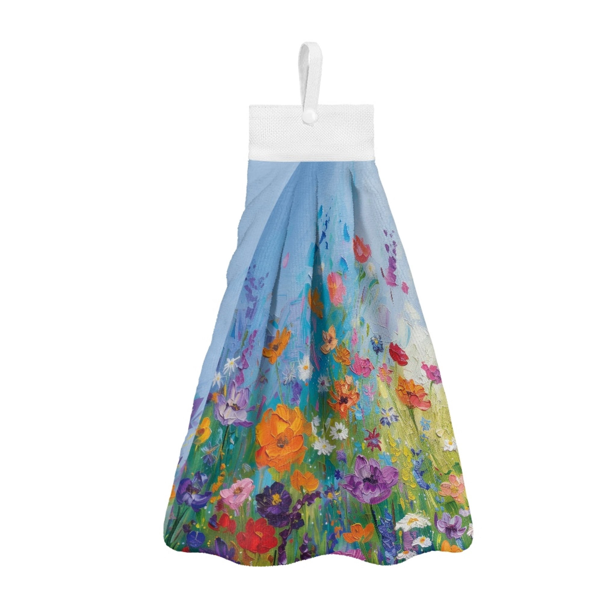 SEANATIVE Flowers Hanging Hand Towels for Kitchen Decorative Fast Drying Hand Towels for Bathroom Set of 3 Portable Hand Dry Towel with Hanging Loop Machine Washable Hang Towel