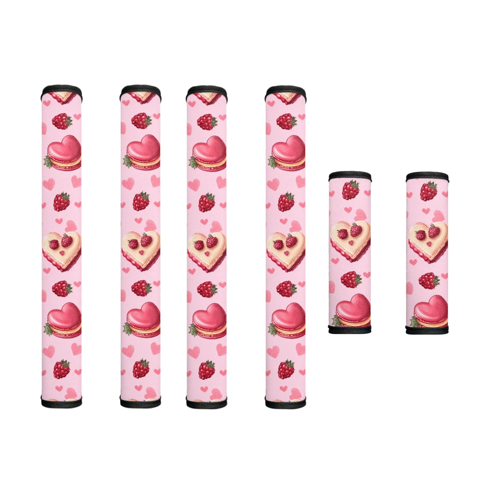 SEANATIVE Fridge Door Handle Covers Pack of 6 Kitchen Appliance Decor Handles Door Cloth Protector for Refrigerator Cabinet Dishwasher, Berry Love Heart Shaped Cake Pink Valentine's Day