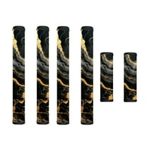 SEANATIVE Fridge Door Handle Covers Set of 6 Waterproof Antiskid Protector Decor Handles for Refrigerator, Microwave, Dishwasher, Kitchen Cabinet, Oven, Black Gold Marble Print