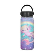 SEANATIVE Galaxy Axolotl Insulated Water Bottle with Lid 20oz Reusable Vacuum Stainless Steel Water Bottle for Adults Kids Leakproof Gym Sports Canteen