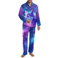 thumbnail image 1 of SEANATIVE Galaxy Dragonfly Pajamas Set 2 Piece Mens Button Up Pajamas Long Sleeve Pajama Set for Men Size X Small Sleepwear Pj Set Daily Loungewear Jogger Clothes, 1 of 6