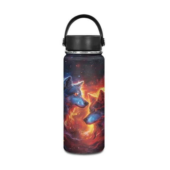 SEANATIVE Galaxy Wolf 20oz Water Bottle Vacuum Insulated Stainless Steel Water Flask Leak Proof Double Walled Travel Drink Mug Metal Canteen Hot Cold Water Bottles
