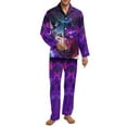 thumbnail image 1 of SEANATIVE Galaxy Wolf Button Pajamas for Men Size XS Long Sleeve Sleepwear with Pockets 2 Piece Daily Loungewear Plus Size Button Down Pajamas Long Sleeve Nightwear, 1 of 6