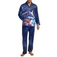 thumbnail image 1 of SEANATIVE Galaxy Wolf Pjs for Men 2 Piece Button Down Pajamas Set Size XS Long Sleeve Top and Pants Loungewear with Pockets Pajama House Wear Soft Sleepwear Pajamas, 1 of 6