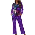 thumbnail image 1 of SEANATIVE Galaxy Wolf Womens Button Down Pajama Sets 2 Piece Soft Loungewear Pjs Set Long Sleeve Night Shirts for Women SleepwearPlus Size Sleeping Suits with Pockets Size 4XL, 1 of 7