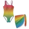 thumbnail image 1 of SEANATIVE Girl's Sleeveless Bathing Suit Lightweight One-Piece Swimsuits with Mesh Cover Up Spandex Fabric Beach Swimwear for Kid Teen Girls, 11-12 Years, Rainbow Gradient Mermaid Scale Print, 1 of 7