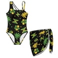 thumbnail image 1 of SEANATIVE Girls Swimsuits One-Piece Bathing Suit with Mesh Cover Up Skirt Lightweight Soft Swimwear Cut Out Design Beachwear with Adjustable Strap, Size 13-14, Jamaican Flag Hibiscus Palm Tree, 1 of 7