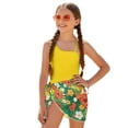 thumbnail image 1 of SEANATIVE Girls Swimwear Set One Piece Swimsuit with Swim Cover Ups Stylish Cut Out Bathing Suit for Vacation Beach Summer Holiday, Size 11-12, Hawaii Hibiscus Frangipani Flower Yellow, 1 of 7