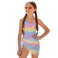 thumbnail image 1 of SEANATIVE Girls Swimwear Set One Piece Swimsuit with Swim Cover Ups Stylish Cut Out Bathing Suit for Vacation Beach Summer Holiday, Size 7-8, Star Pink Yellow Blue, 1 of 7