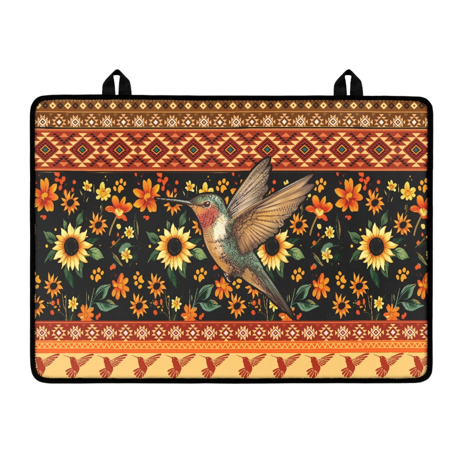 SEANATIVE Glass Top Stove Cover Electric Stove Mat Electric Ceramic Stovetop Cover Oil-proof Washer Dryer Top Protector Scratch Resistant Cooktop Mat, Amercian Tribal Flower Sunflower Hummingbird