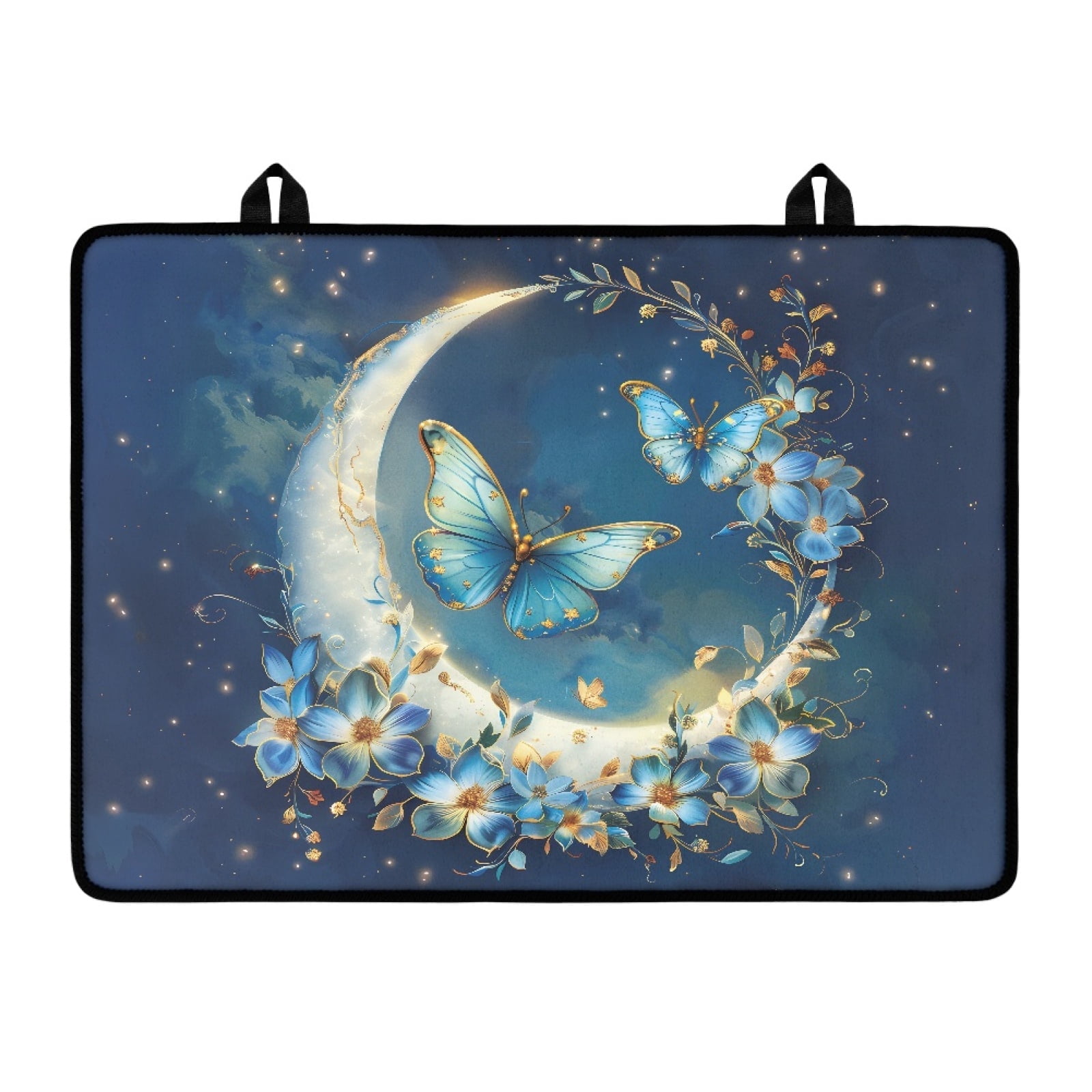 SEANATIVE Glass Top Stove Cover Electric Stove Mat Electric Ceramic Stovetop Cover Oil-proof Washer Dryer Top Protector Scratch Resistant Cooktop Protector, Blue Butterfly Flower Moon