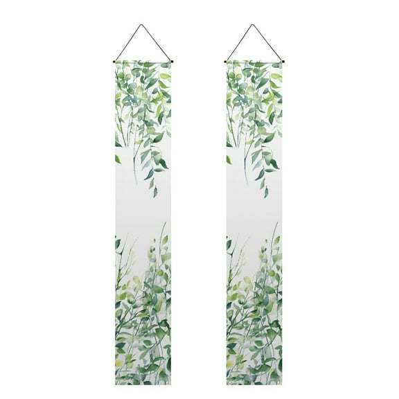 SEANATIVE Green Flower Leaf Porch Banner 2 Piece Front Porch Sign Hanging Flag Banner for Outside Yard Garden Home Decoration Party Supplies 70.9 x 12.6 Inch