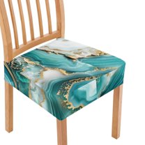 SEANATIVE Green Marble Print Chair Covers for Dining Chairs Square Dining Chair Seat Covers Set of 2 Lightweight Dinning Chair Upholstered Cover for Home Dining Room Kitchen