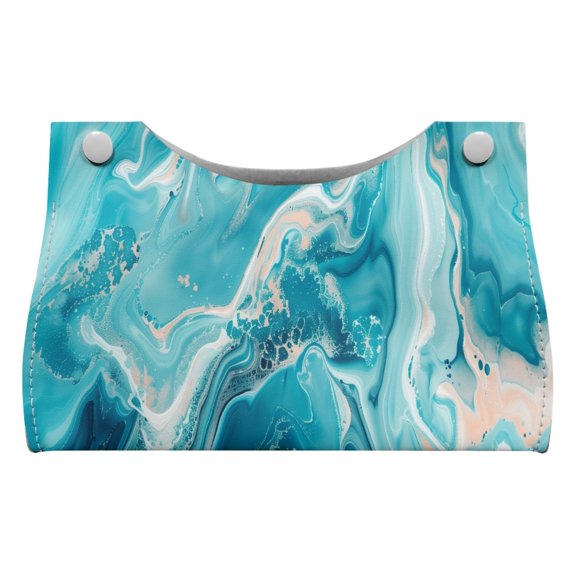 SEANATIVE Green Marble Print Tissue Box Cover PU Leather Tissue Box Holder Rectangular Tissue Holder Facial Tissue Paper Cube Box Cover for Bathroom Vanity Countertop Night Stands Kitchen