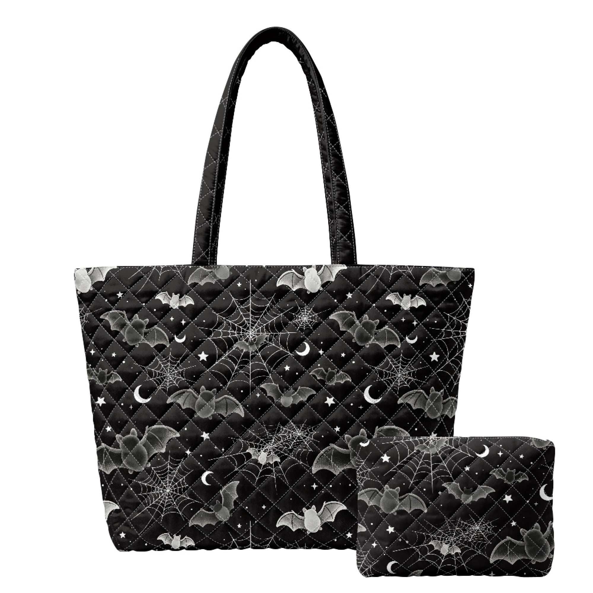 SEANATIVE Halloween Bat Cobweb Pattern Tote Bags Handbags, Polyester ...