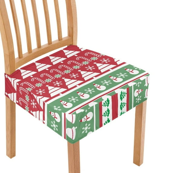 SEANATIVE Happy Christmas Chair Seat Covers Stretchable Dining Chair Covers 6 Pack Anti-Dust Chair Seat Slipcovers with Elastic Bottom Living Dining Room Hotel Home Kitchen Xmas Decor