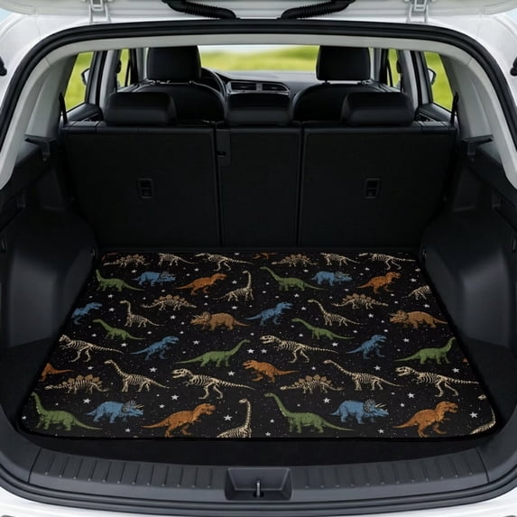 SEANATIVE Heavy Duty Cargo Liner Car Rear Trunk Protector Decorative Car Trunk Mat All Weather Automotive Accessories Travel Essential for Car/SUV/Sedan, Dinosaur Skeleton Print Black