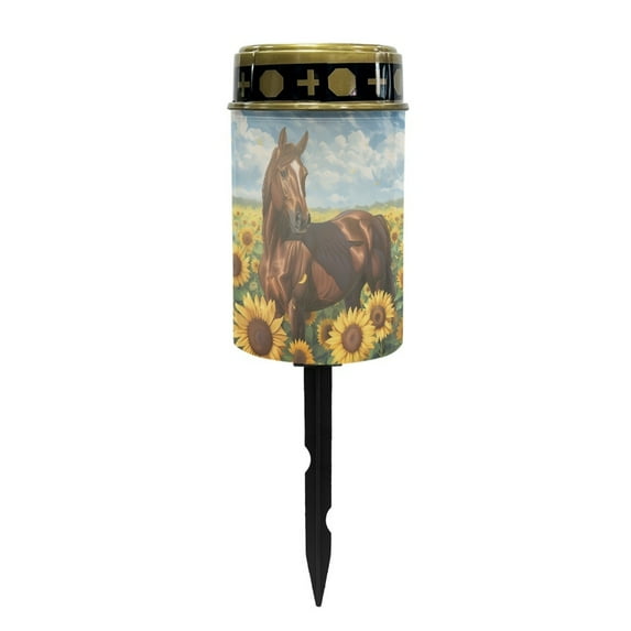 SEANATIVE Horse Grave Solar Lights for Cemetery Sunflower Outdoor Garden Cemetery Decorations for Grave Brother Waterproof Solar Lights Solar Pathway Lights Memorial Gifts