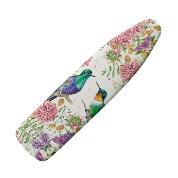 SEANATIVE Hummingbird Ironing Board Covers with Padding Standard Size Ironing Board Protector with Elastic Edge and Hook and Loop Fasteners Iron Pads Floral Ironing Board Replacement Cover