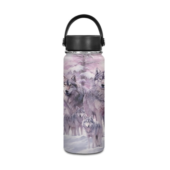 SEANATIVE Ice Wolf Family Water Bottles Stainless Steel Vacuum Insulated Water Bottles 18 oz Leakproof Keeps Cold and Hot Great for Travel Hiking Biking Running