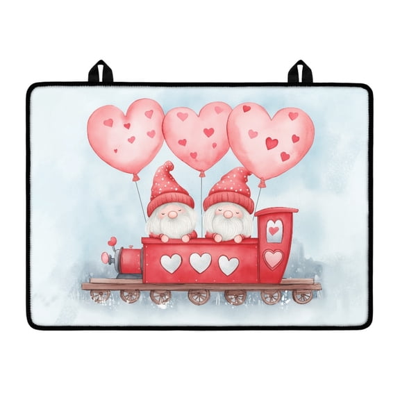 SEANATIVE Induction Cooktop Cover Modern Style Stove Top Cover for Electric Stove Heat-proof Pad for Electric Stove Top 29.18 x 20.96 inches, Valentine Gnome Couple Love Balloon Train Print