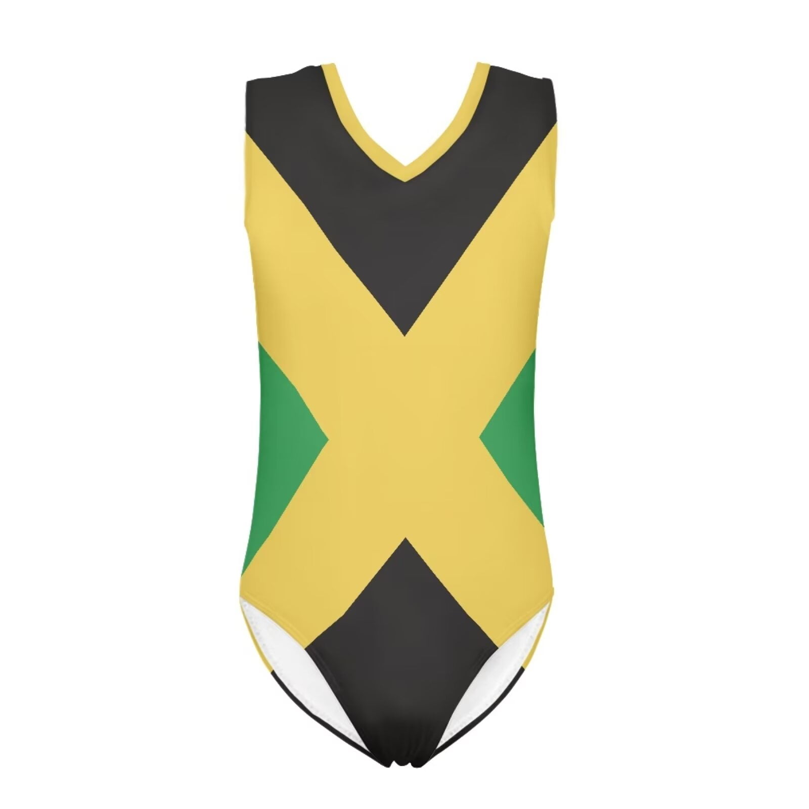 SEANATIVE Jamaica Flag Bathing Suit One Piece Teen Casual V Neck Girls