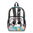 thumbnail image 1 of SEANATIVE Kids Clear Backpack with Front Pocket Adjustable Straps Transparent Clear Bag Girls See Through Travel Stadium School Bags PVC Bookbag, Cute Cat Tropical Leaf Flower Lemon Pink Teal, 1 of 7