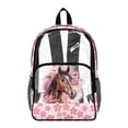 thumbnail image 1 of SEANATIVE Kids Transparent Backpack Clear Bookbag See Through Clear Bag for Sport Music Events Travel Security PVC Transparent Backpacks for Boys Girls, Horse Pink Flower, 1 of 7