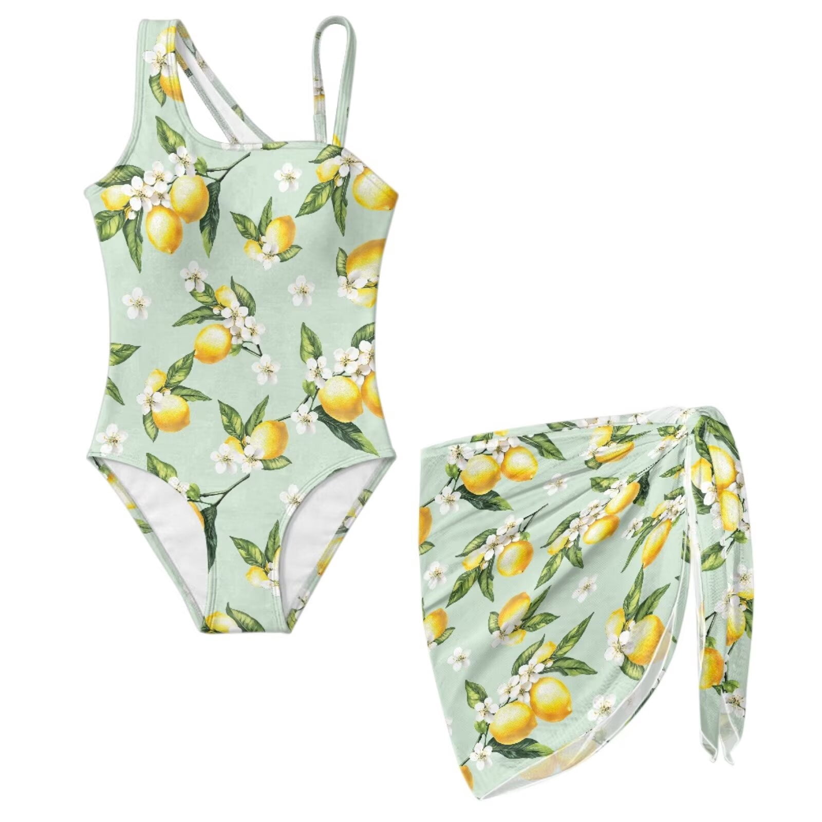 SEANATIVE Kids Two Piece Swimsuit Set with Swimwear & Mesh Cover-up ...