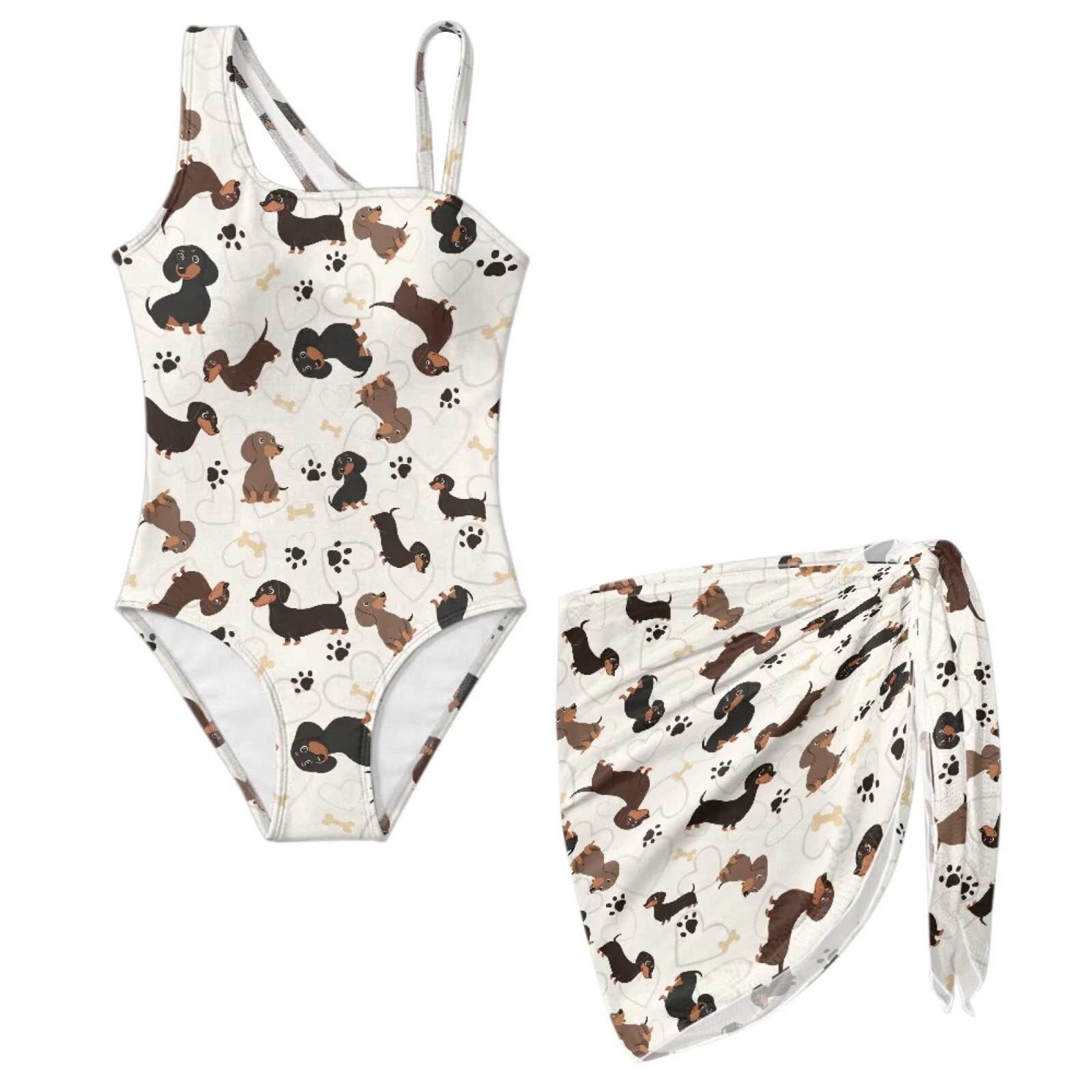 SEANATIVE Kids Two Piece Swimsuit Set with Swimwear & Mesh Cover-up ...