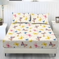 thumbnail image 1 of SEANATIVE King Size 3 Piece Bedding Set 1 Soft Fitted Sheet with 2 Pillow Cases Elastic Non-slip Sheet Set Stain-resistant Bed Covers with 9.8 Inches Deep Pocket, Butterfly Beige, 1 of 7
