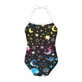 thumbnail image 1 of SEANATIVE Lace Up One Piece Bathing Suit Elastic Kids Bikini Swimsuit for Girls Size 7-8 T Casual Beach Swimwear Body Suits Colorful Star Moon, 1 of 5