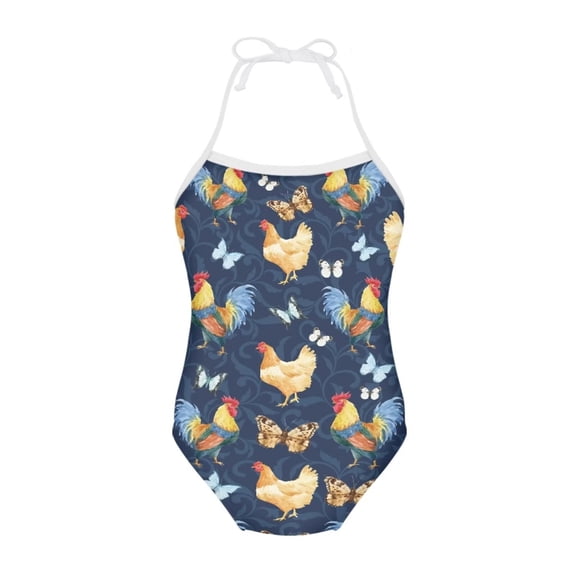 SEANATIVE Lace Up Swimsuit One Piece Size 7-8 Y Breathable Gymnastics Leotards Dancewear Butterfly Chicken Beach Hawaii Swimsuit Girls Blue