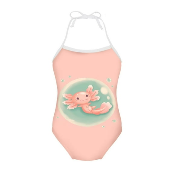 SEANATIVE Lace Up Swimsuit One Piece Size 9-10 Leisure Bubble Axolotl Kids Girls Swimwear Bikini Pink Breathable Toddler Girl Bathing Suit