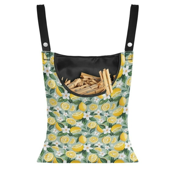 SEANATIVE Lemon Daisy Clothespin Pouch 2 Pack Soft Clothespin Bag with Hanging Hook Space-Saving Clothespin Storage Organize Clothespin Bag for Clothesline Outdoor Decor