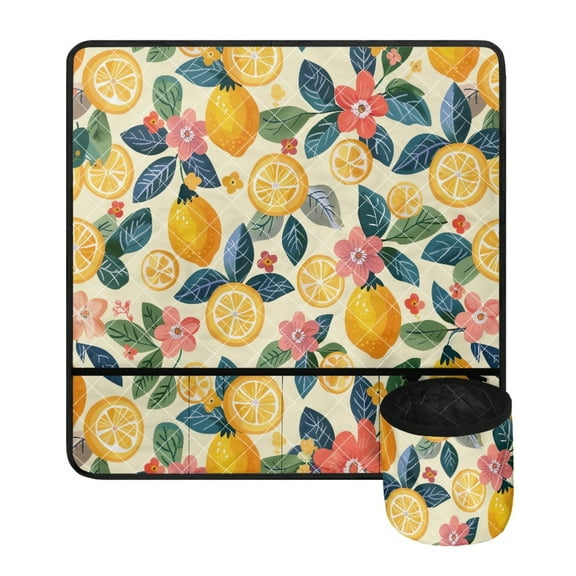 SEANATIVE Lemon Sewing Machine Pad Organizer for Table Foldable Sewing Machine Organizer Pad with Small Cylinder Reduce Noise Sewing Machine Accessories