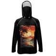 thumbnail image 1 of SEANATIVE Long Sleeve Fishing Hoodie for Men UV Protection Tops Breathable Lightweight Athletic Shirt Outdoor Sport Apparel for Outdoor Fishing Lovers, XL, Palm Tree Sunset Beach Orange, 1 of 7
