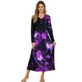 thumbnail image 1 of SEANATIVE Long Sleeve Nightgowns for Women Soft Sleepshirt Night Gown, Women's Pajama Dress with Partial Buttons, Cozy Ankle Length Nightdress, S, Violet Black Butterfly, 1 of 7