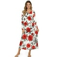 thumbnail image 1 of SEANATIVE Long Sleeve Nightgowns for Women Soft Sleepshirt Night Gown, Women's Pajama Dress with Partial Buttons, Cozy Ankle Length Nightdress, XL, Red Rose White, 1 of 7