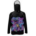 thumbnail image 1 of SEANATIVE Long Sleeve Sun Protection Fishing Hoodie for Men, Fishing Hiking Running Shirts Athletic Outfits Lightweight Breathable Rash Guard, M, Dinosaur Lightning Print Violet Black, 1 of 7