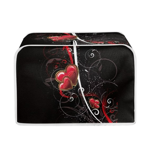 SEANATIVE Love Heart Toaster Covers for Valentine's Day Foldable Toaster Cover 4 Slice Wide Slot Washable Kitchen Appliance Protection Cover