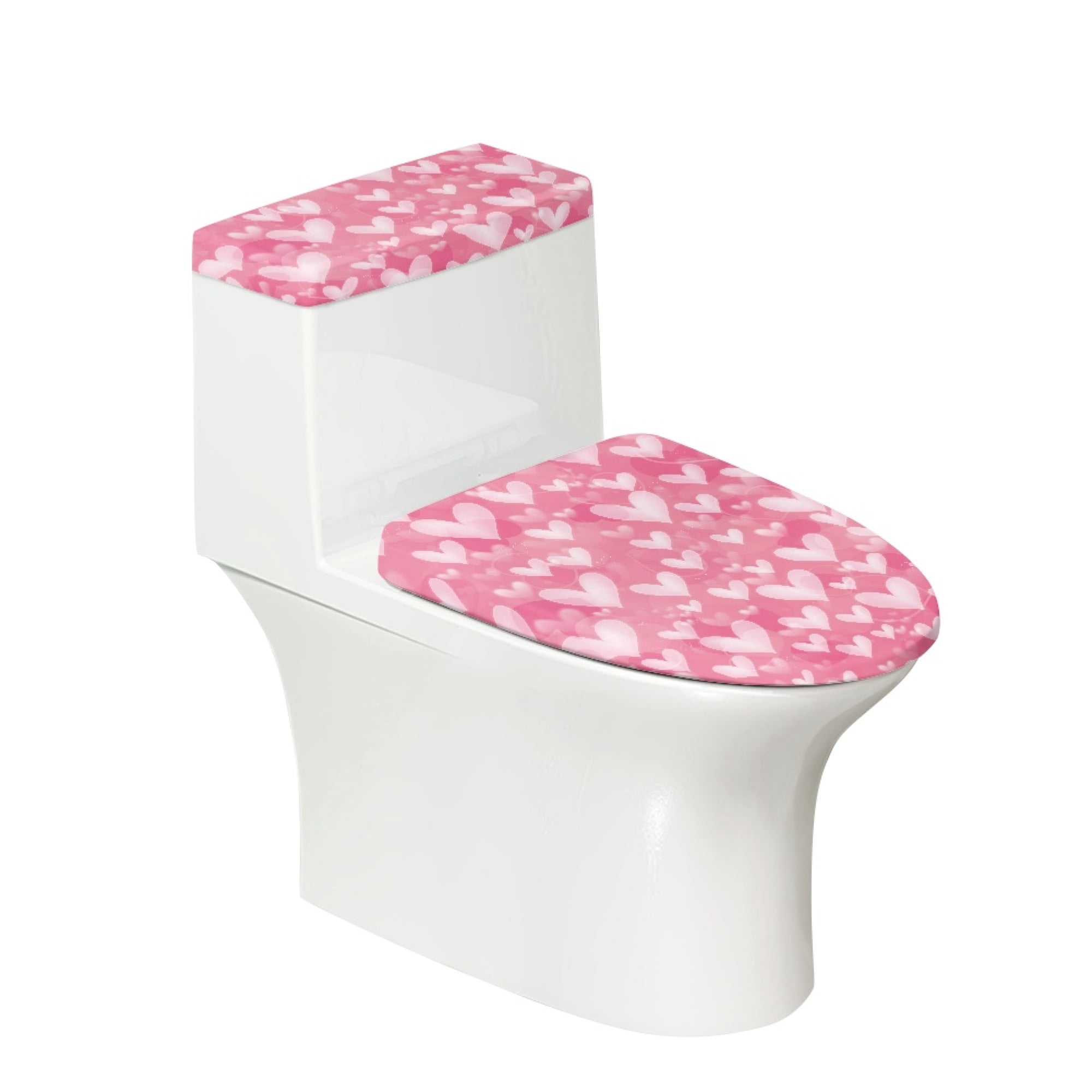 SEANATIVE Love Heart Toilet Seat Cover Set Stays in Place Pink Toilet ...