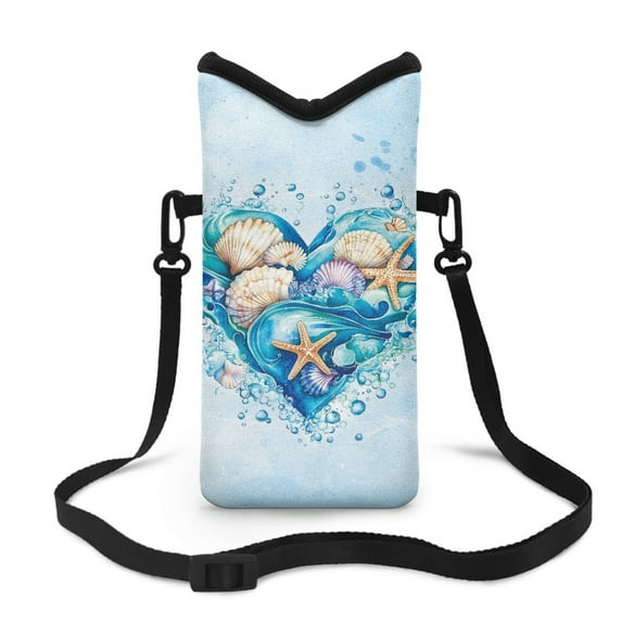 SEANATIVE Men Women Small Crossbody Purses Mini Cellphone Pouch Case Phone Carrier Bag with Detachable Adjustable Strap for iPhone 15/14/13, for Galaxy S24/23/22/21, Love Starfish Sea Shell Blue