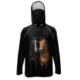 thumbnail image 1 of SEANATIVE Men's Fishing Rash Guard, Sun Protection Long Sleeve Fishing Shirt Pullover with Mesh Face Mask Sun Protective Shirt Summer Outfits for Outdoor, L, Horse Pattern Black, 1 of 7