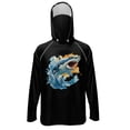 thumbnail image 1 of SEANATIVE Men's Fishing Rash Guard, Sun Protection Long Sleeve Fishing Shirt Pullover with Mesh Face Mask Sun Protective Shirt Summer Outfits for Outdoor, S, Shark Black, 1 of 7
