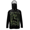 thumbnail image 1 of SEANATIVE Men's Sun Hoodie for Fishing, Long Sleeve Shirt UV Protection Cooling Full Coverage Fishing Pullover Top with Built-in Face Mask Neck Gaiter, S, Deer American Flag Camo Green, 1 of 7