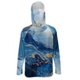 thumbnail image 1 of SEANATIVE Men's Sun Hoodie for Fishing, Long Sleeve Shirt UV Protection Cooling Full Coverage Fishing Pullover Top with Built-in Face Mask Neck Gaiter, S, Marble Blue Gold, 1 of 7