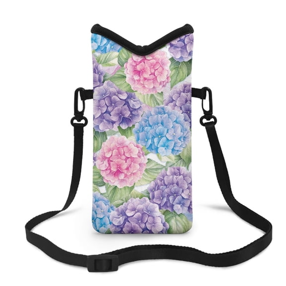 SEANATIVE Mini Crossbody Bag Waterproof Cell Phone Pouch with Detachable Adjustable Strap Small Shoulder Bag Satchel Bag for Cellphone, Keys, Lipstick, Cash, Hydrangea Flower Pink Blue Violet