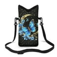 thumbnail image 1 of SEANATIVE Mini Crossbody Cellphone Bag for Women Water Resistant Small Phone Wallet Purse with Shoulder Strap Phone Case for iPhone 11/10/9, 8'' x 4'', Blue Butterfly Flowers Moon Black, 1 of 7