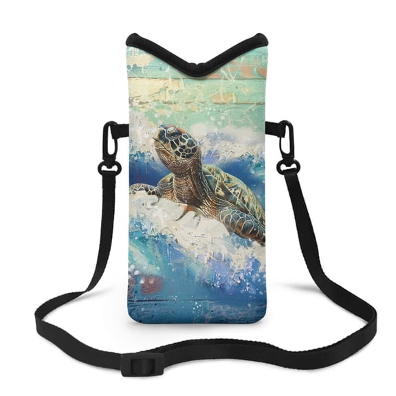 SEANATIVE Mini Crossbody Cellphone Bag for Women Water Resistant Small Phone Wallet Purse with Shoulder Strap Phone Case for iPhone 11/10/9, 8'' x 4'', Sea Turtle Wood Grain Blue